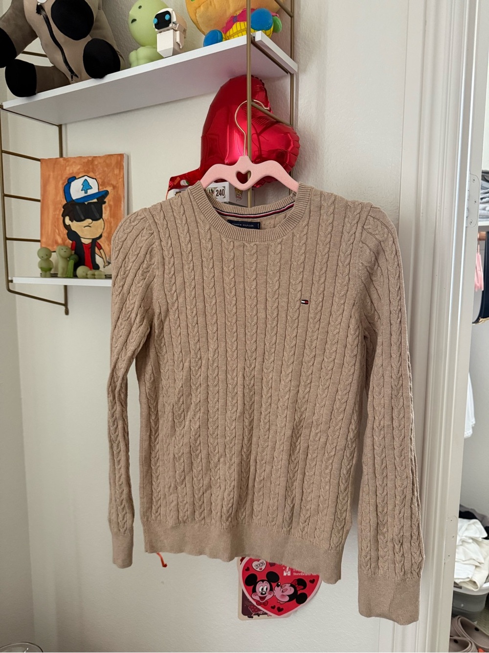 Tommy Hilfiger Cable Knit Crewneck Sweater - Tan